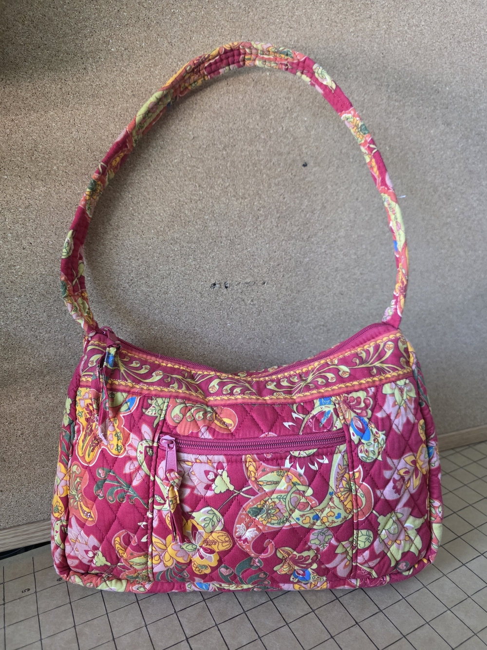 Pink Boho Cottagecore Quilted Floral Shoulder Bag